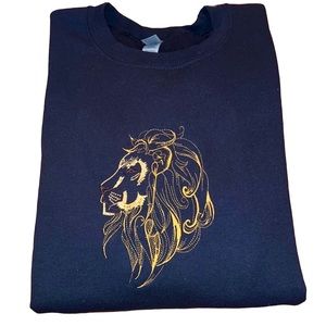 Gold Lion Head Zodiac Crewneck Sweater